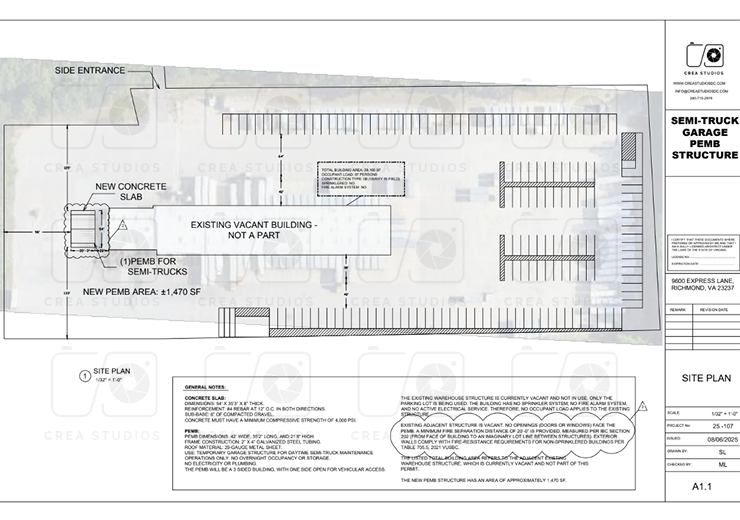 Basic residential site plan showing existing and proposed structures