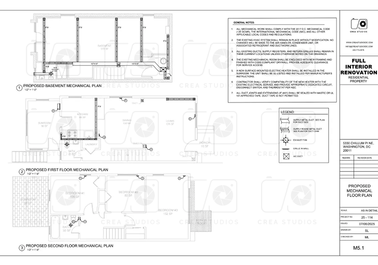 Non-structural interior remodel plan ready for permit submission